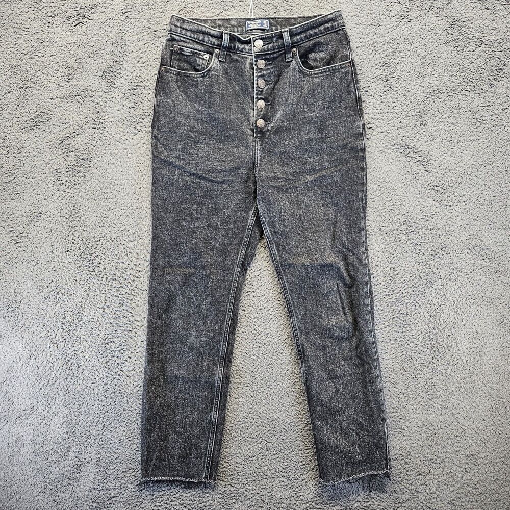 Abercrombie & Fitch Jeans Womens 27/4 Black Ultra High Rise Straight Button Fly